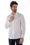 Barabas Wholesale Men's Floral Stretch Button Down Long Sleeve Shirt 4B36 White