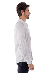 Barabas Wholesale Men's Floral Stretch Button Down Long Sleeve Shirt 4B36 White