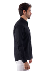 Barabas Wholesale Men's Linen Lightweight Button Down Long Sleeve Shirt 4B37 Black