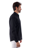 Barabas Wholesale Men's Linen Lightweight Button Down Long Sleeve Shirt 4B37 Black