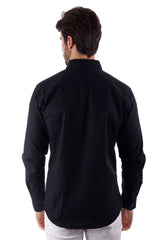 Barabas Wholesale Men's Linen Lightweight Button Down Long Sleeve Shirt 4B37 Black