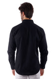 Barabas Wholesale Men's Linen Lightweight Button Down Long Sleeve Shirt 4B37 Black