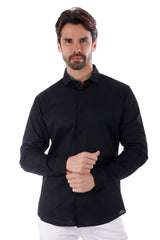 Barabas Wholesale Men's Linen Lightweight Button Down Long Sleeve Shirt 4B37 Black