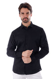 Barabas Wholesale Men's Linen Lightweight Button Down Long Sleeve Shirt 4B37 Black