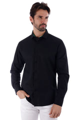 Barabas Wholesale Men's Linen Lightweight Button Down Long Sleeve Shirt 4B37 Black
