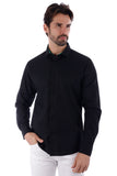 Barabas Wholesale Men's Linen Lightweight Button Down Long Sleeve Shirt 4B37 Black