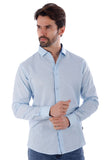 Barabas Wholesale Men's Linen Lightweight Button Down Long Sleeve Shirt 4B37 Blue