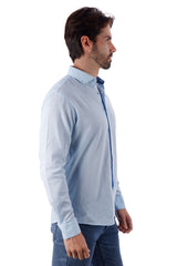 Barabas Wholesale Men's Linen Lightweight Button Down Long Sleeve Shirt 4B37 Blue