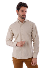 Barabas Wholesale Men's Linen Lightweight Button Down Long Sleeve Shirt 4B37 Khaki
