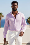Barabas Wholesale Men's Linen Lightweight Button Down Long Sleeve Shirt 4B37 Lavender