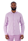 BARABAS Men's Linen Lightweight Button Down Long Sleeve Shirt 4B37 Lavender