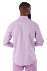 Barabas Wholesale Men's Linen Lightweight Button Down Long Sleeve Shirt 4B37 Lavender