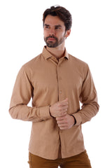 Barabas Wholesale Men's Linen Lightweight Button Down Long Sleeve Shirt 4B37 Mocha
