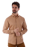 Barabas Wholesale Men's Linen Lightweight Button Down Long Sleeve Shirt 4B37 Mocha