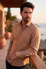 Barabas Wholesale Men's Linen Lightweight Button Down Long Sleeve Shirt 4B37 White