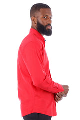 Barabas Wholesale Men's Linen Lightweight Button Down Long Sleeve Shirt 4B37 Red