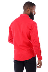 Barabas Wholesale Men's Linen Lightweight Button Down Long Sleeve Shirt 4B37 Red