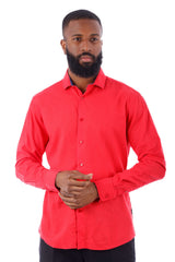 Barabas Wholesale Men's Linen Lightweight Button Down Long Sleeve Shirt 4B37 Red
