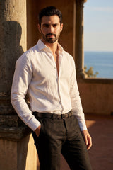 Barabas Wholesale Men's Linen Lightweight Button Down Long Sleeve Shirt 4B37 White