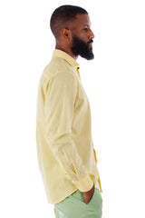 Barabas Wholesale Men's Linen Lightweight Button Down Long Sleeve Shirt 4B37 Yellow
