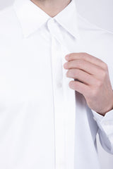 Barabas Wholesale Men's Metallic Button Down Long Sleeve Shiny Shirt 4B38 White