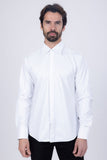 Barabas Wholesale Men's Metallic Button Down Long Sleeve Shiny Shirt 4B38 White