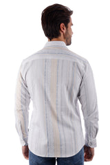 Barabas Wholesale Men's Geometric Print Button Down Long Sleeve Shirt 4B41 Tan