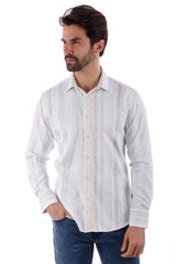 Barabas Wholesale Men's Geometric Print Button Down Long Sleeve Shirt 4B41 Tan