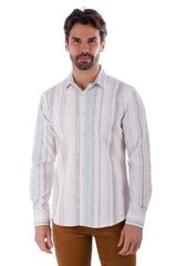 Barabas Wholesale Men's Geometric Print Button Down Long Sleeve Shirt 4B41 Wine