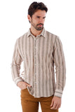 Barabas Wholesale Men's Knitted Fabric Button Down Long Sleeve Shirt 4B42 Beige