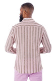 BARABAS Men's Knitted Fabric Button Down Long Sleeve Shirt 4B42 Pink