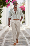 Barabas Wholesale Men's Knitted Fabric Button Down Long Sleeve Shirt 4B42 White Green