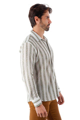 Barabas Wholesale Men's Knitted Fabric Button Down Long Sleeve Shirt 4B42 Green