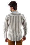 Barabas Wholesale Men's Knitted Fabric Button Down Long Sleeve Shirt 4B42 White Green