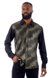 Barabas Wholesale Men's Polka Dot Linear Geometric Long Sleeve Shirt 4B43 Black