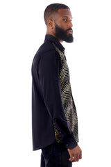 Barabas Wholesale Men's Polka Dot Linear Geometric Long Sleeve Shirt 4B43 Gold