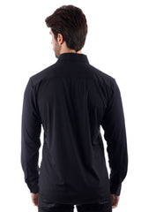 Barabas Wholesale Men's Polka Dot Linear Geometric Long Sleeve Shirt 4B43 Black