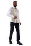 Barabas Wholesale Men's Polka Dot Linear Geometric Long Sleeve Shirt 4B43 White Gold