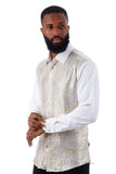 Barabas Wholesale Men's Polka Dot Linear Geometric Long Sleeve Shirt 4B43 White