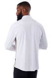 Barabas Wholesale Men's Polka Dot Linear Geometric Long Sleeve Shirt 4B43 White