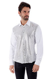 Barabas Wholesale Men's Polka Dot Linear Geometric Long Sleeve Shirt 4B43 White