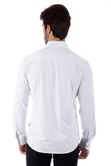 Barabas Wholesale Men's Polka Dot Linear Geometric Long Sleeve Shirt 4B43 White