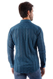 BARABAS Men's Floral Knitted Button Down Long Sleeve Shirt 4B44 Blue