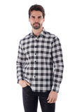 Barabas Wholesale Men's Plaid Button Down Long Sleeve Shirts 4B47 Black White