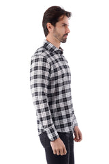 Barabas Wholesale Men's Plaid Button Down Long Sleeve Shirts 4B47 Black White