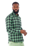 Barabas Wholesale Men's Plaid Button Down Long Sleeve Shirts 4B47 Green Black