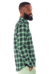 Barabas Wholesale Men's Plaid Button Down Long Sleeve Shirts 4B47 Green Black