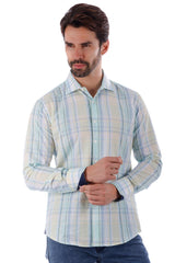 Barabas Wholesale Men's Plaid Button Down Long Sleeve Shirts 4B47 Green Yellow