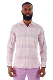 Barabas Wholesale Men's Plaid Button Down Long Sleeve Shirts 4B47 Pink