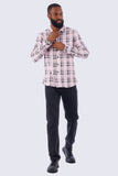 Barabas Wholesale Men's Plaid Checkered Button Down Long Sleeve Shirts 4B49 Pink Black